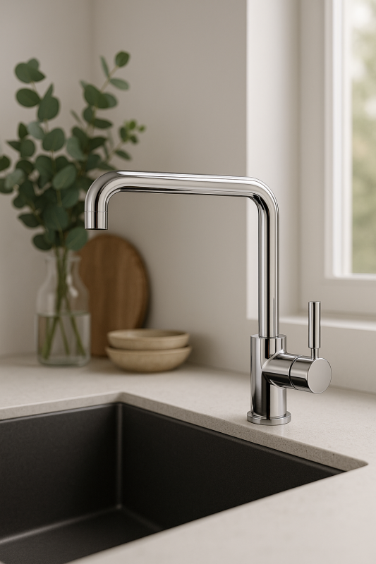 Franke Galley Square Küchenarmatur Chrom mit schwenkbarem Auslauf 115.0559.596