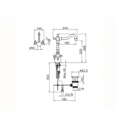 Huber Victorian Thermostat-Waschtischarmatur Chrom-Gold VTT520107G