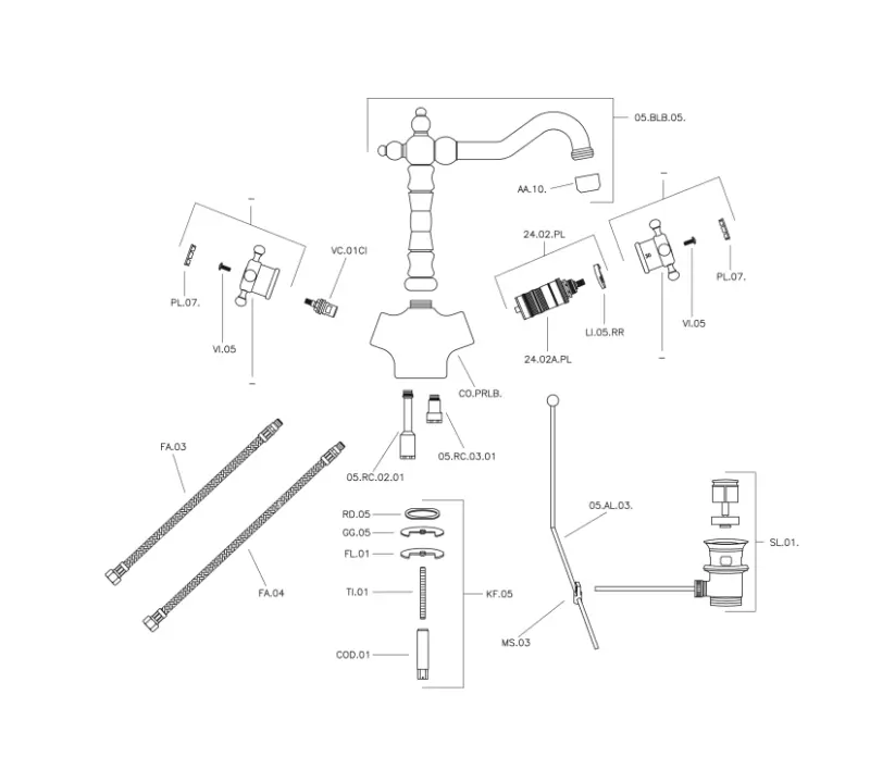 Huber Victorian Thermostat-Waschtischarmatur Edelstahl VTT520102A