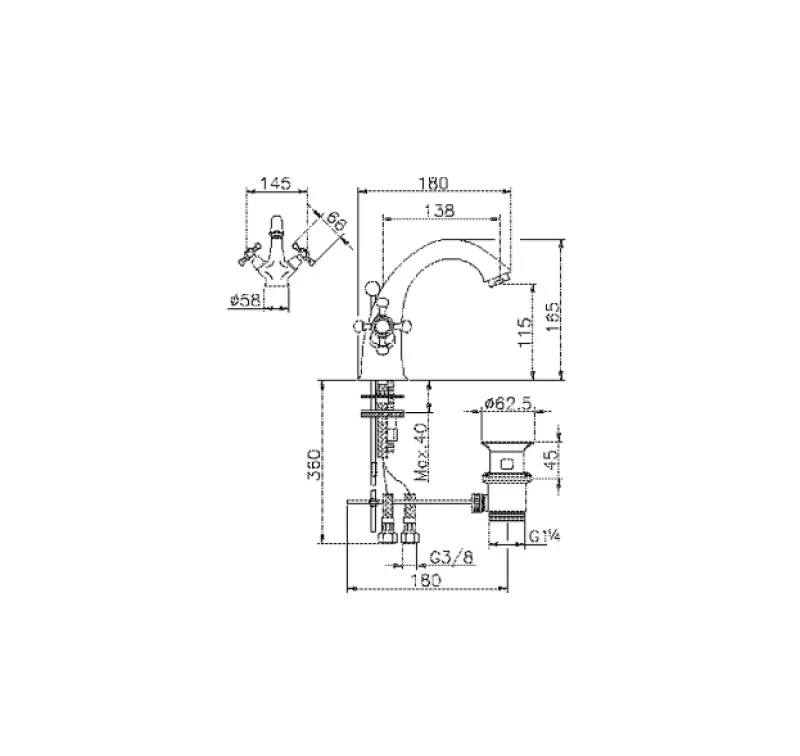 Huber Viktorian Waschtischarmatur Bronze VT00051027