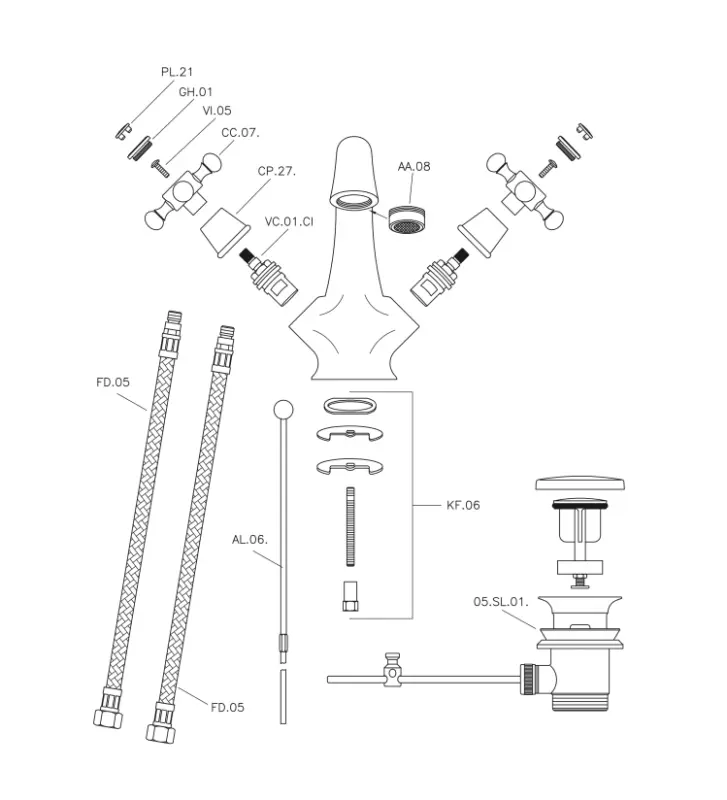 Huber Viktorian Waschtischarmatur Bronze VT00051027
