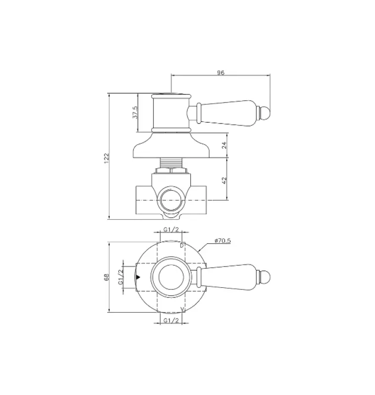 Huber Victorian 2-Wege Umsteller Edelstahl 653.VT01H.NS