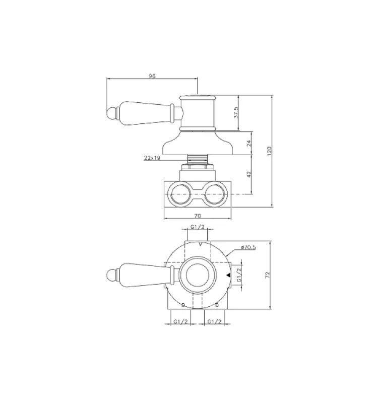 Huber Victorian 3-Wege-Umsteller Bronze VT00027027