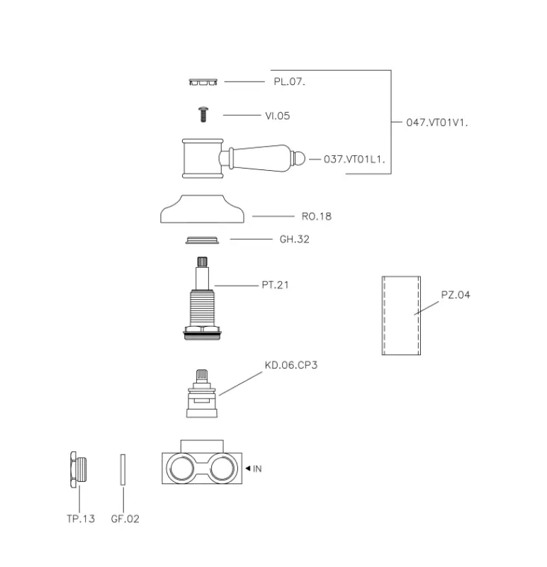 Huber Victorian 3-Wege Umsteller Edelstahl VT0002702A