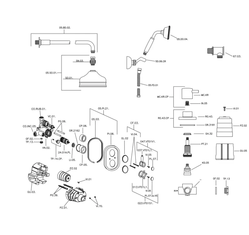 Huber Victorian Thermostat-Einbau-Duschgarnitur Gold 913.VT01H.AG