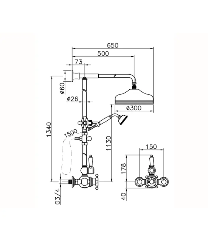 Huber Victorian Thermostat-Duschgarnitur Gold 590.VN31H.AG