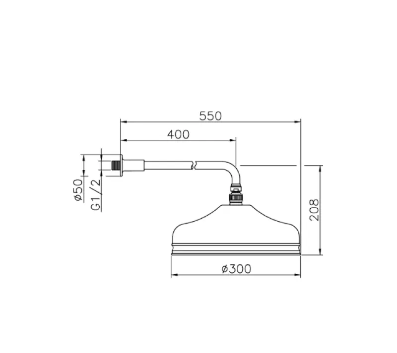 Huber Nostalgic Große Klassische Regenbrause 30cm Bronze mit Wandarm 612.03H.BA