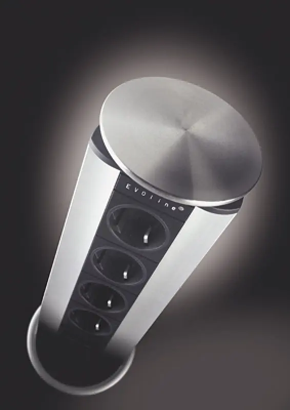 EVOline Port 3 versenkbare Steckdose Erdung Typ F, Edelstahldeckel