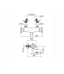 Huber Victorian Thermostat Badewannenarmatur Gold VTT270102G