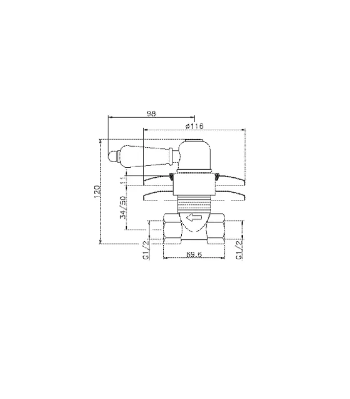 Huber Croisette Einbau-Absperrventil Gold CS0003102G