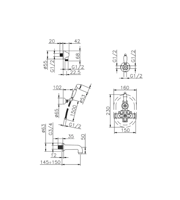 Huber Croisette Einbau-Badmischer-Set Gold 915.CS01H.AG
