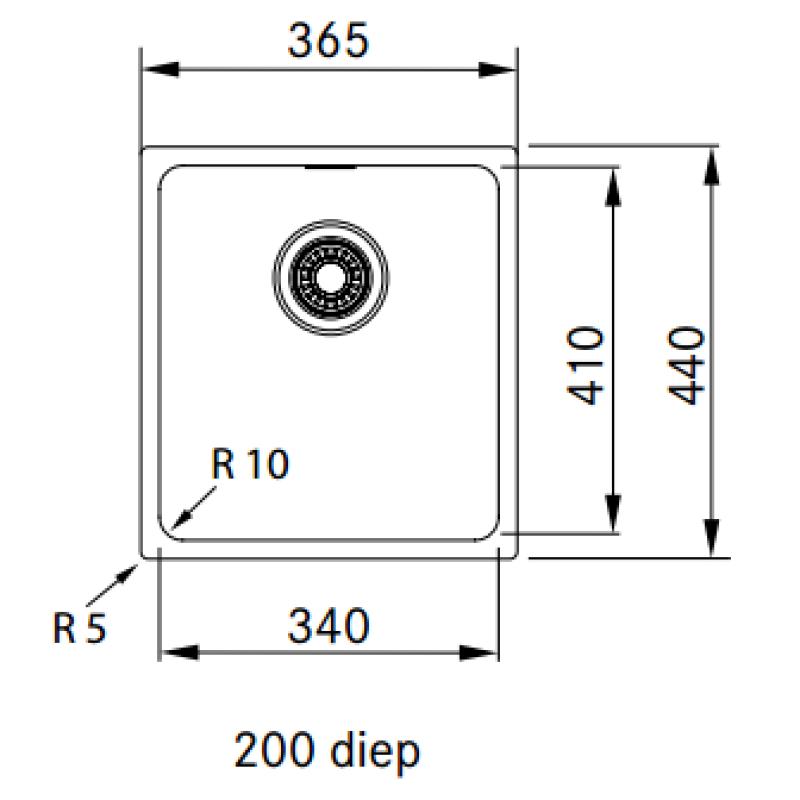 Franke Sirius 2 S2D 110.34 Kunststoff schwarzes Spülbecken 34x41cm Unterbau 125.0252.227