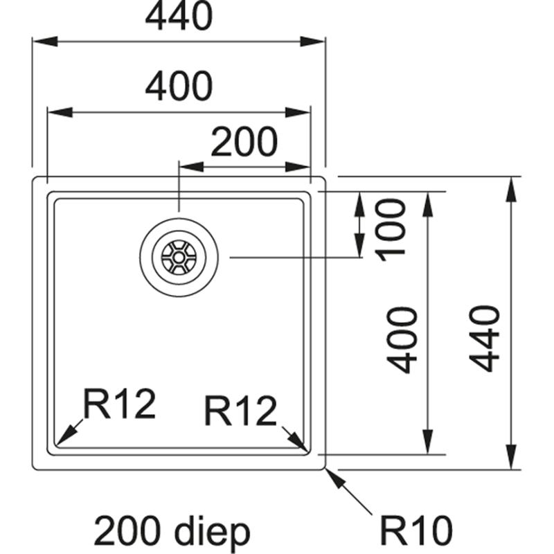 Franke Bolero Plus R12 BXX 110-40 Edelstahl Küchenspüle Unterbau 40x40cm 122.0576.355