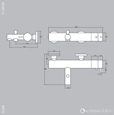 Waterevolution Flow Badthermostat mit Handbrauseset Chrom T130T01