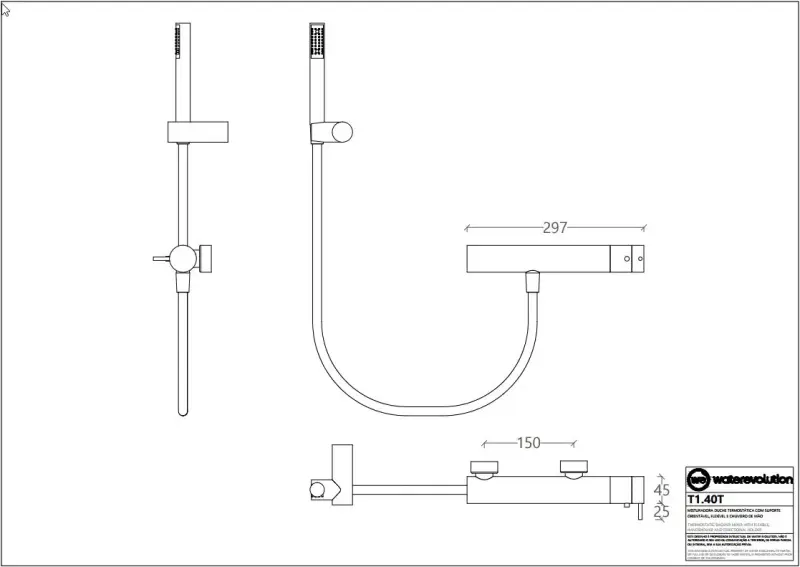 Waterevolution Flow Duschthermostat mit Duschgarnitur Chrom T140T01