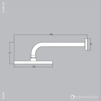 Waterevolution Flow Kopfbrause 200 mm mit Wandanschluss Chrom T164101