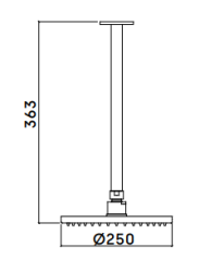 Waterevolution Flow Kopfbrause 200mm mit Deckenanschluss mattschwarz T1642PR