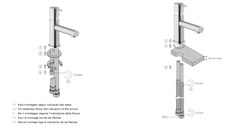 Waterevolution S22 Edelstahl-Waschtischarmatur mit Ablaufgarnitur T410IE