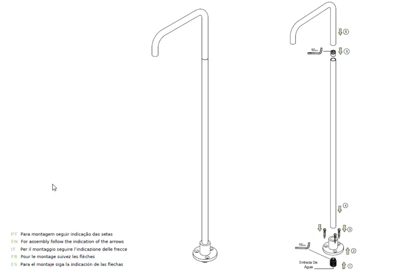 Waterevolution Flow Freistehende Waschtischarmatur Auslauf Chrom T1.676.01