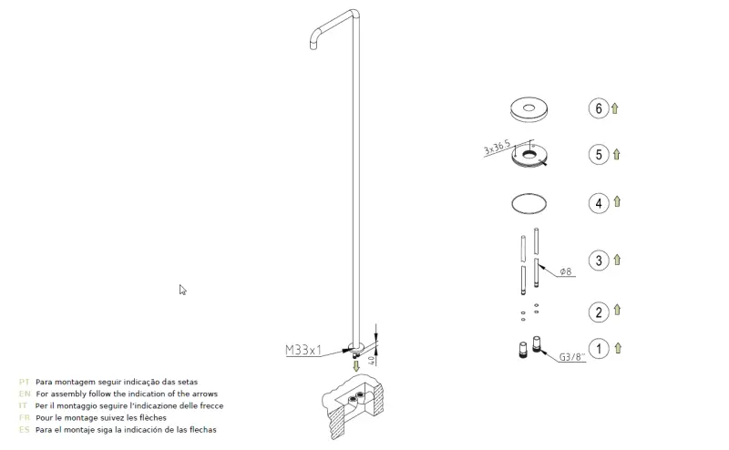 Wasserevolution Flow Pooldusche Duschsäule nur kaltes Wasser Edelstahl gebürstet T145IE