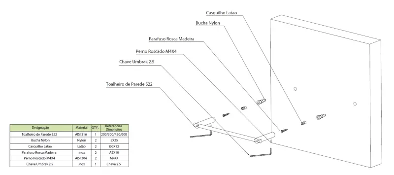 Waterevolution S22 Handtuchhalter 45 cm Edelstahl A412IE