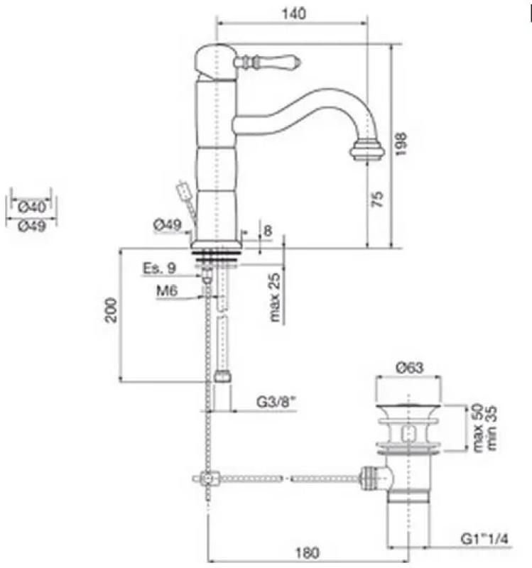 PB Classic Classic Waschtischarmatur Pilar Edelstahl 1208592582
