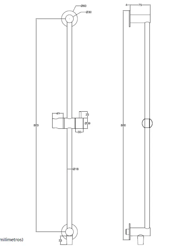 Waterevolution Flow Duschstangen-Set mit Handbrause 800mm Chrom T166101