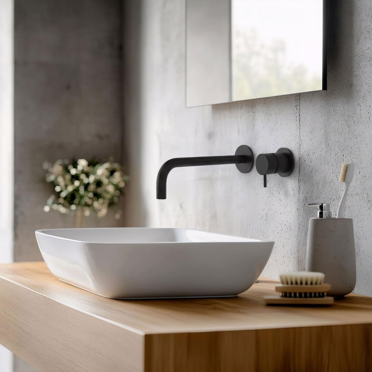 Waterevolution Flow Unterputz-Waschtischarmatur Schwarz matt, mit Auslauf 21cm T116BPR-21