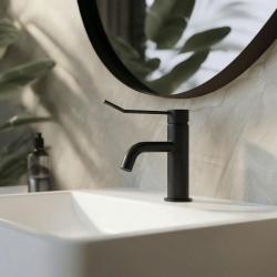 Waterevolution Flow Waschtischarmatur inkl. Klickverschluss, Schwarz matt T111PR