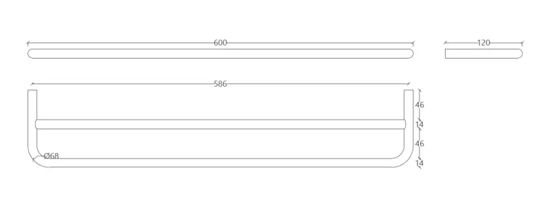 Waterevolution Flow Doppel-Handtuchhalter 60cm mattschwarz A112DPR