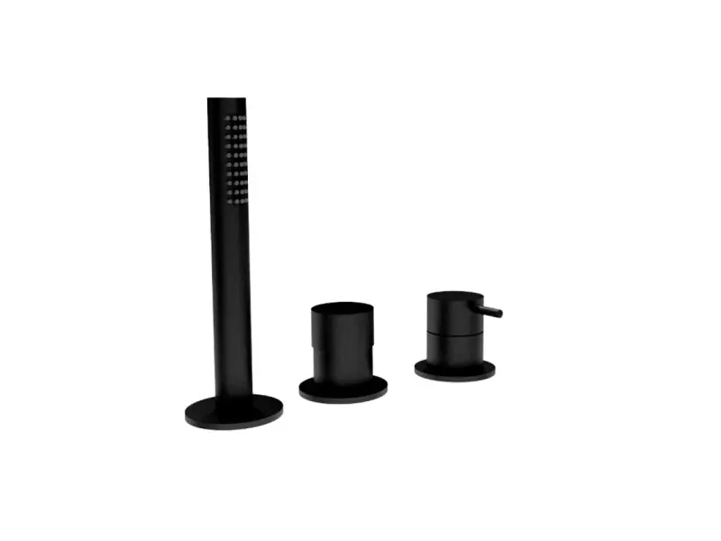 Waterevolution Flow 3-Loch-Wannenbatterie für Wannenrandmontage Mattschwarz T138SBPR