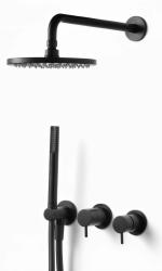 Waterevolution Flow Unterputz-Duschgarnitur mattschwarz mit Thermostat Regendusche und Handbrause 1208846402