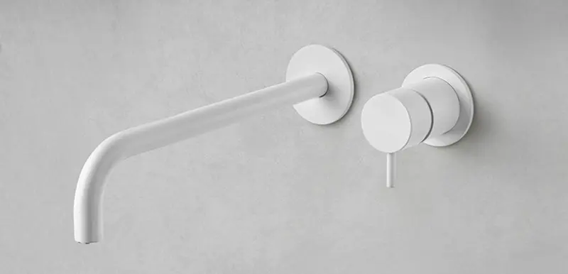 Waterevolution Flow Einbau-Waschtischarmatur mattweiß mit Auslauf 15 cm T116BBR-15