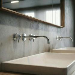 Waterevolution Flow 3-Loch-Einbau-Waschtischarmatur Chrom mit Auslauf 21 cm T1163F01-21