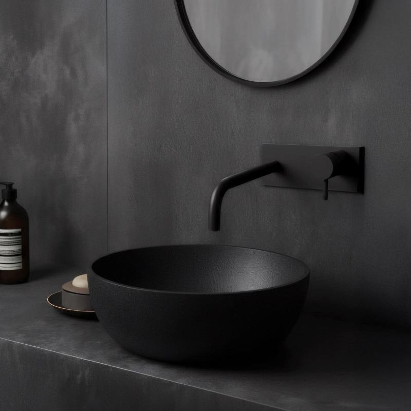 Waterevolution Flow Unterputz-Waschtischbatterie mit Abdeckplatte, Mattschwarz, Auslauf 21cm T1161BPR-2