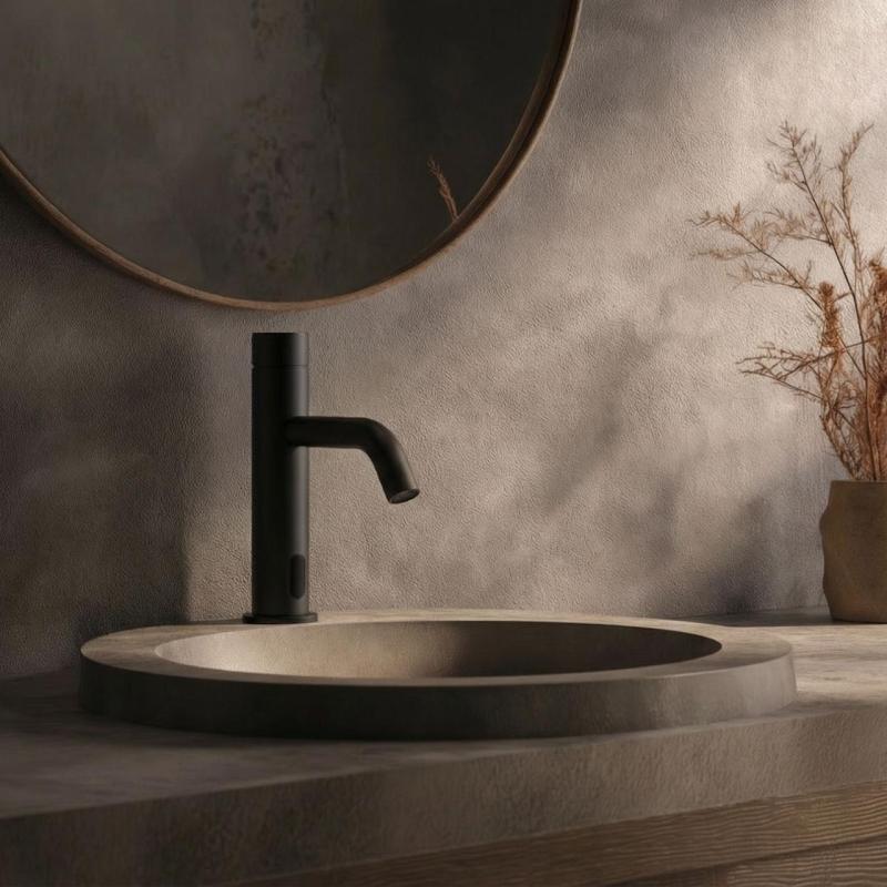 Waterevolution Flow elektronische Waschtischarmatur Infrarot, batteriebetrieben, Mattschwarz T110EBPR