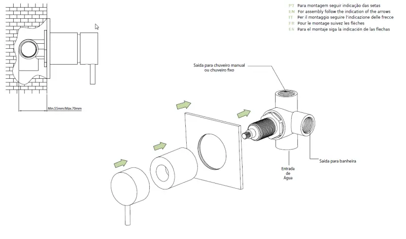 Waterevolution Flow Unterputz 2-Wege-Umsteller runde Rosette matt Weiß T1482SBR