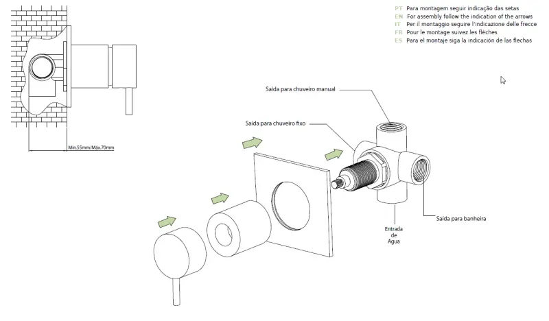 Waterevolution Flow Unterputz 3-Wege-Umsteller runde Rosette mattschwarz T1483SPR