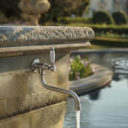 PB Classic Wand-Kaltwasserarmatur mit weißem Griff und langem Auslauf Edelstahl 1208853572