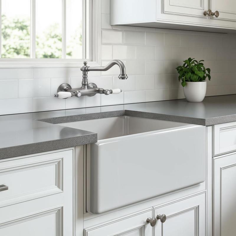 PB classic Wandarmatur mit weißen Griffen, Edelstahl 1208854192