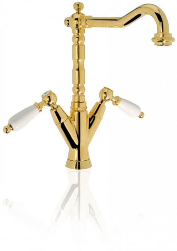 PB classic Mischbatterie für Waschbecken, weißer Hebel, Auslauf 18,5 cm, Chrom 1208854292