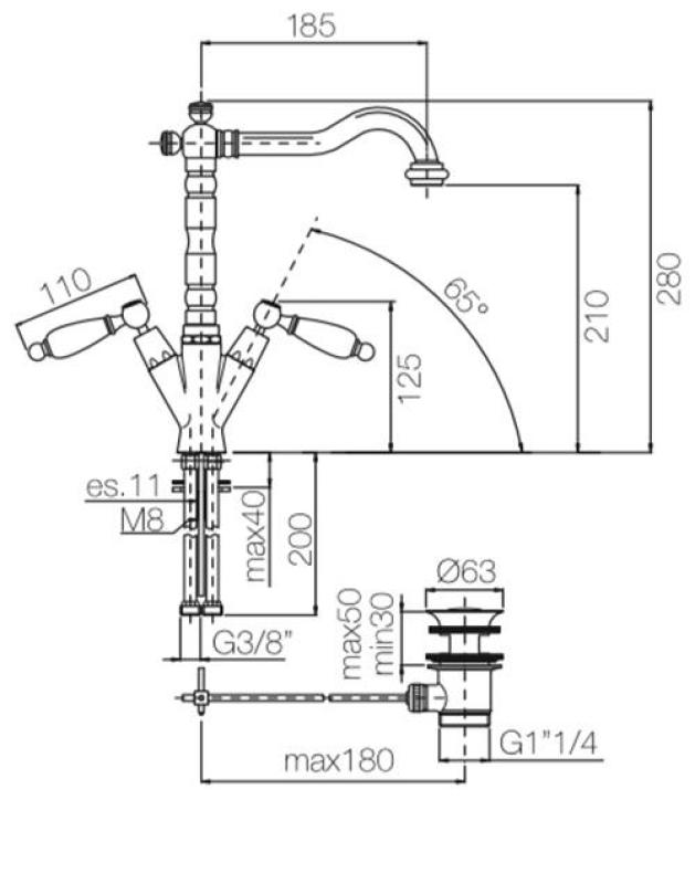 PB classic Mischbatterie für Waschbecken, weißer Hebel, Auslauf 18,5 cm, Chrom 1208854292