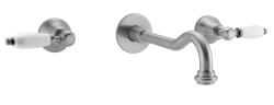 PB klassische Einbau-Wandarmatur mit weißen Griffen, 25 cm Auslauf, Edelstahl 1208854402