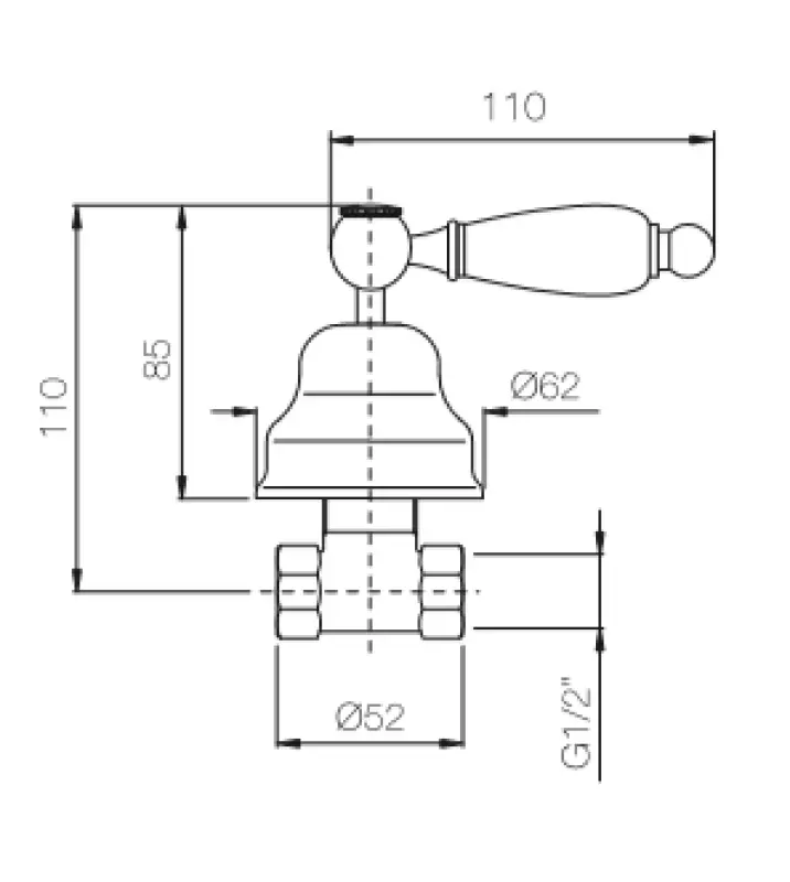 PB Classic Unterputz  Absperrhahn mit weißem Griff Bronze 1208854662