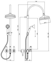 PB Classic Duschgarnitur Aufputz mit Regendusche Teleskop-Duschsäule Chrom 1208854872