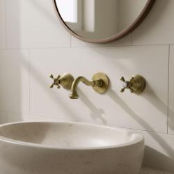 PB klassische Einbau-Wandarmatur mit Sterngriffen 20 cm Auslauf Bronze 1208855082