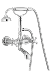 PB klassischer Wasserhahn Aufputz-Badarmatur mit Sternknöpfen Chrom inklusive Handbrause 1208855152