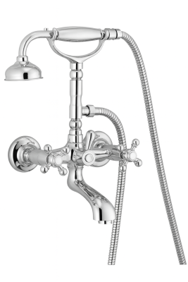 PB klassischer Wasserhahn Aufputz-Badarmatur mit Sternknöpfen Chrom inklusive Handbrause 1208855152