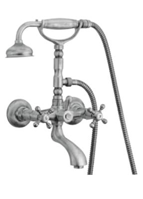 PB klassischer Wasserhahn Aufputz-Badarmatur mit Sternknöpfen Chrom inklusive Handbrause 1208855152