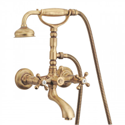 PB klassischer Wasserhahn Aufputz-Badarmatur mit Sternknöpfen Bronze inklusive Handbrause 1208855162